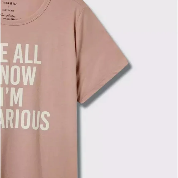 Pink Graphic Tee with White Text" 'We All Know I'm Hilarious'." - Picture 3 of 4
